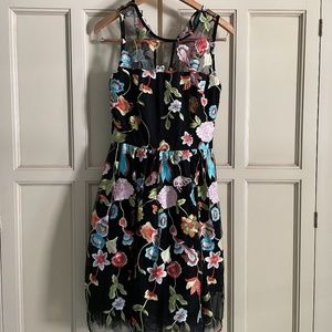 New York & Company Floral Embroidered Dress 0